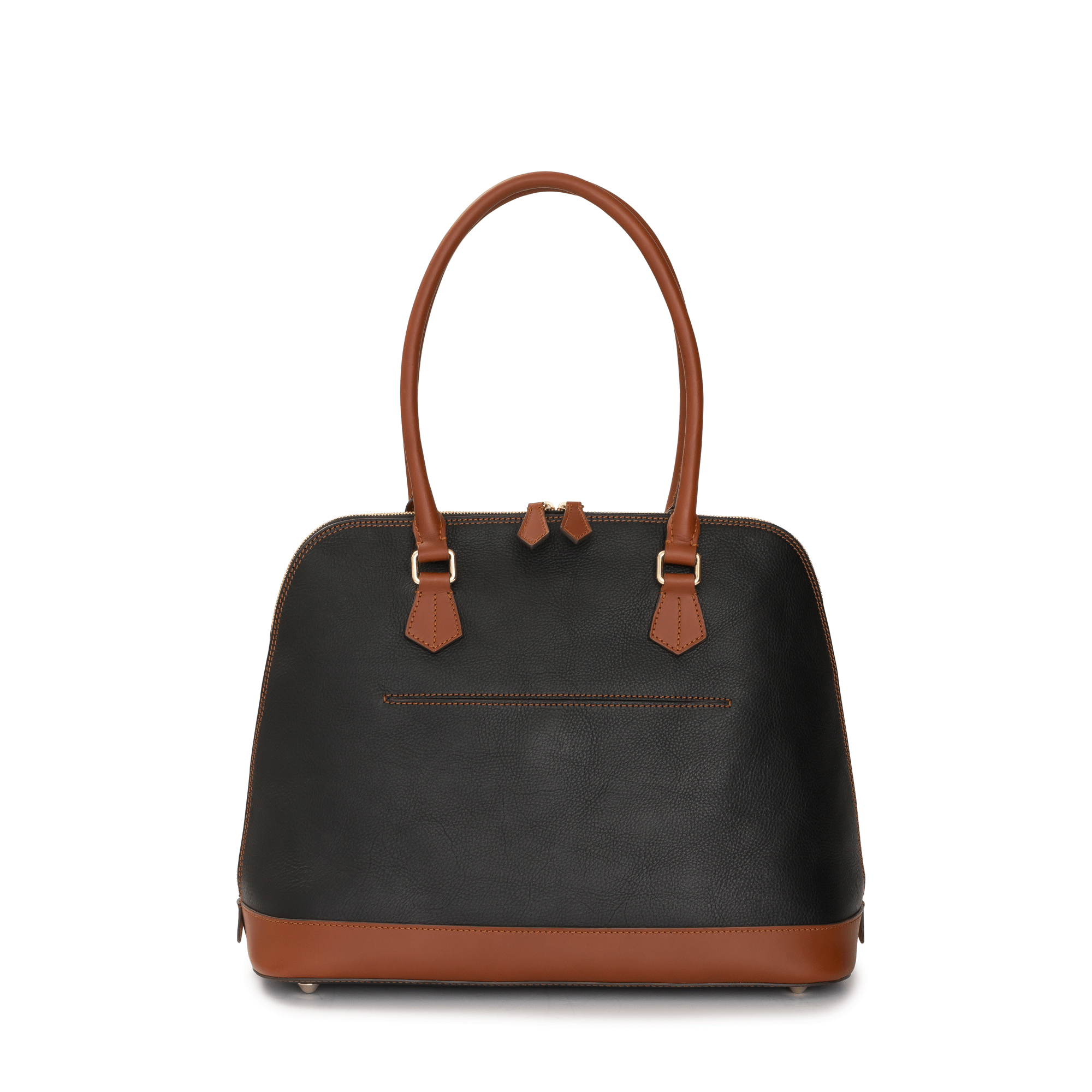 Amelie Leather Diaper Bag in Black and Gold
