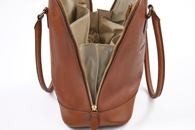 Amelie Leather Diaper Bag in Caramel