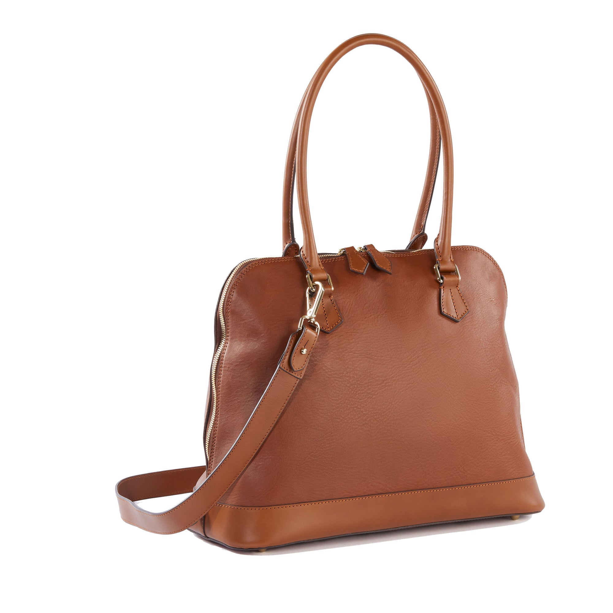 Amelie Leather Diaper Bag in Caramel