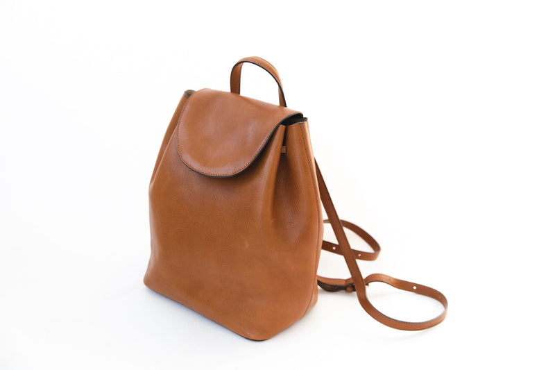 Belle Leather Backpack in Nude