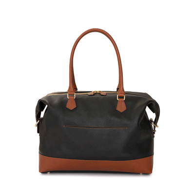 Collette Leather Diaper Bag and Backpack in Black and Gold