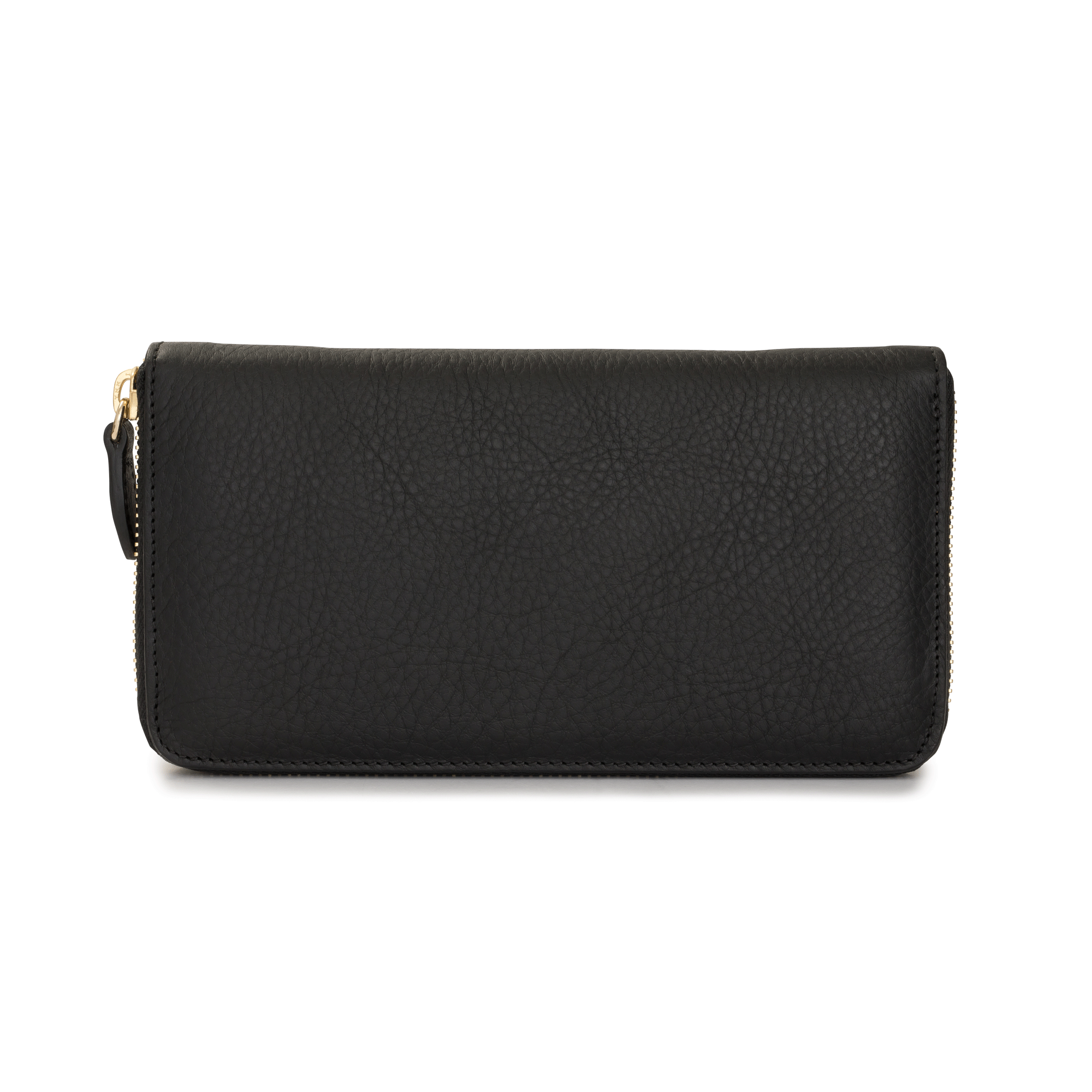 Zip-Around Wallet in Black Leather
