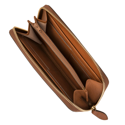 Zip-Around Wallet in Copper Leather