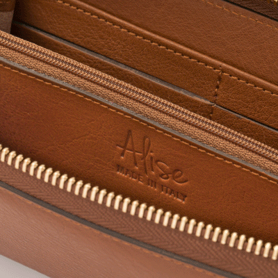 Zip-Around Wallet in Copper Leather