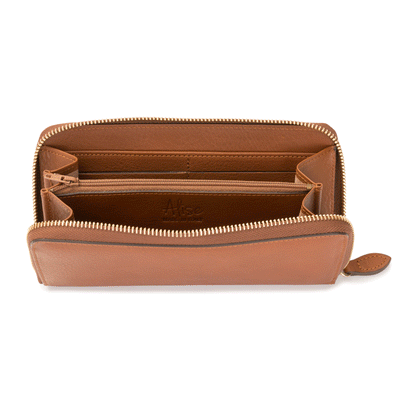 Zip-Around Wallet in Caramel Leather