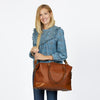 Collette Leather Diaper Bag and Backpack in Caramel